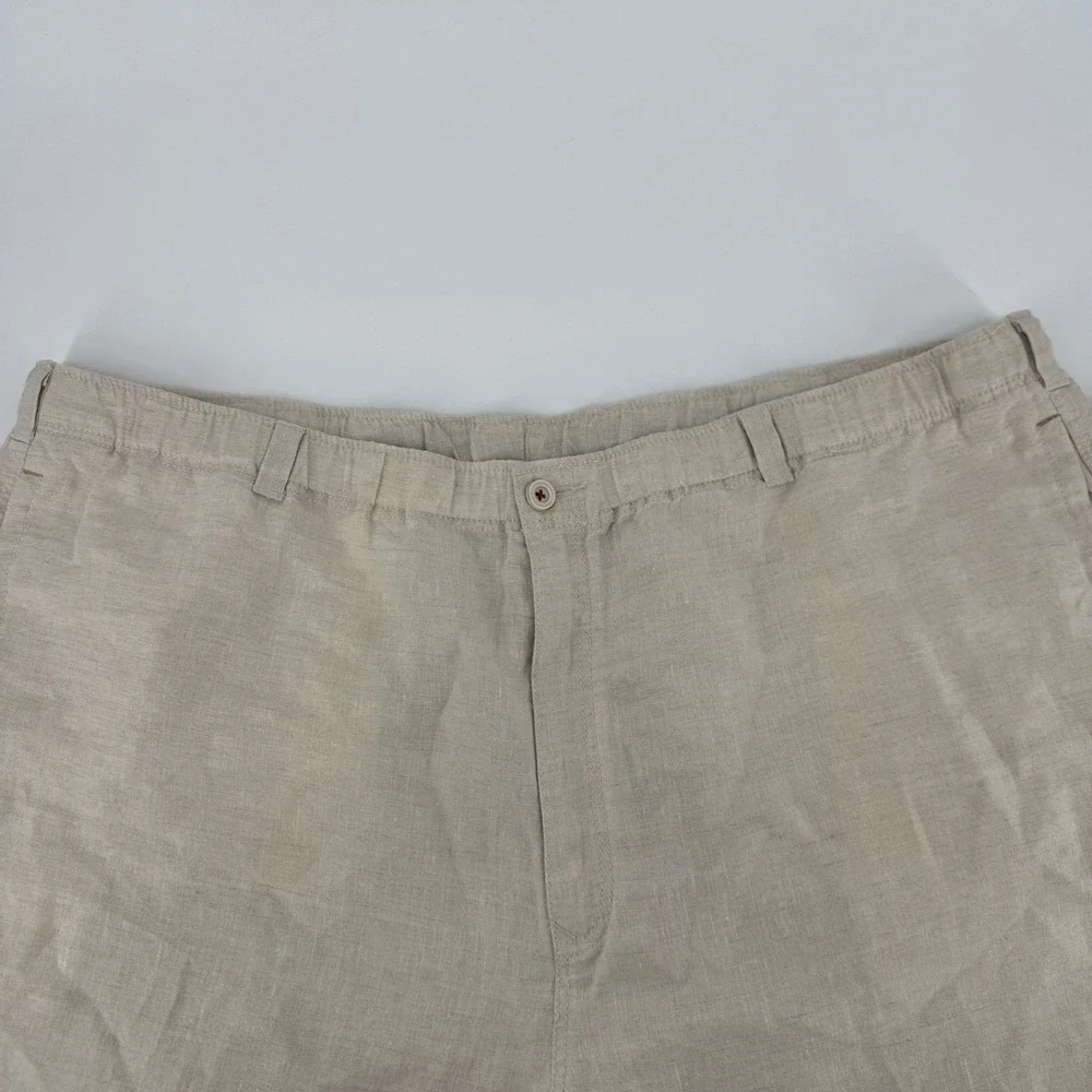 Tommy Bahama Relax Mens 3XT Beige 100% Linen Flat Front Pants Drawstring